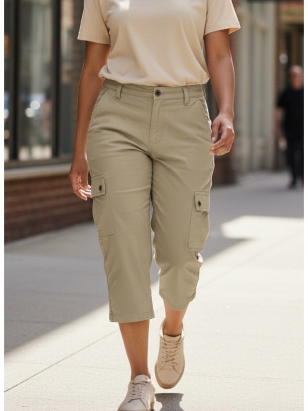 Riveted By Lee Womens Beige Cargo Capri Pants Size 14M - Cotton Blend - Casual O